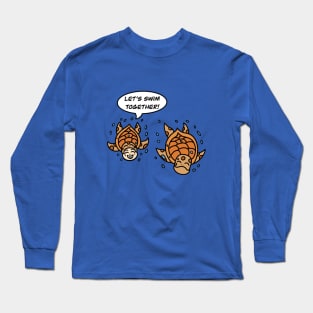 Swim with cartoon sea turtle Long Sleeve T-Shirt